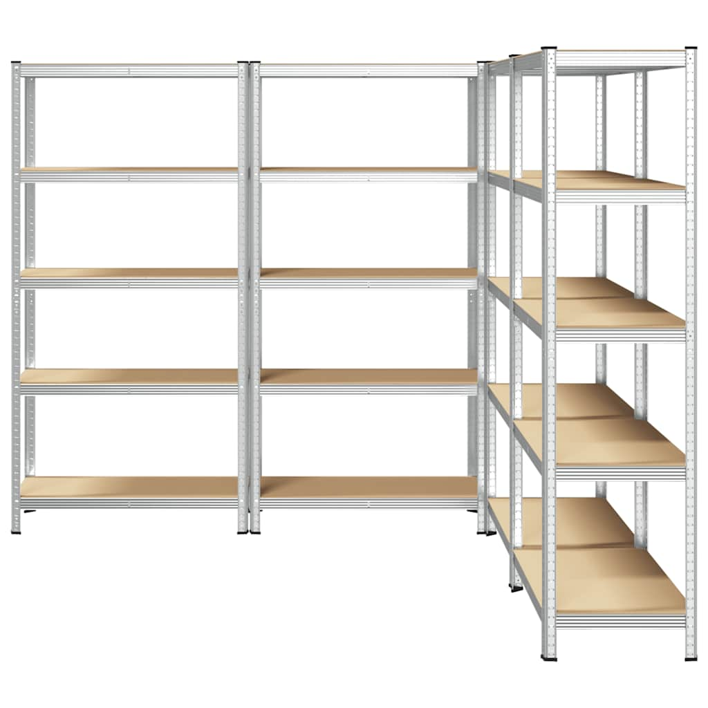 5-Layer Storage Shelves 4 pcs Silver Steel&Engineered Wood