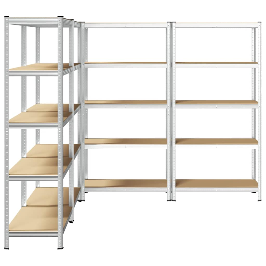 5-Layer Storage Shelves 4 pcs Silver Steel&Engineered Wood