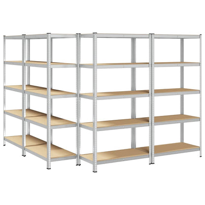 5-Layer Storage Shelves 4 pcs Silver Steel&Engineered Wood