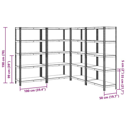 5-Layer Storage Shelves 4 pcs Silver Steel&Engineered Wood