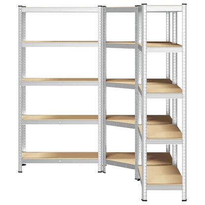 3 Piece 5-Layer Shelves Set Silver Steel&Engineered Wood