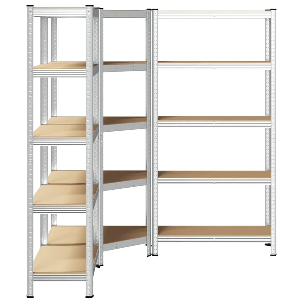 3 Piece 5-Layer Shelves Set Silver Steel&Engineered Wood