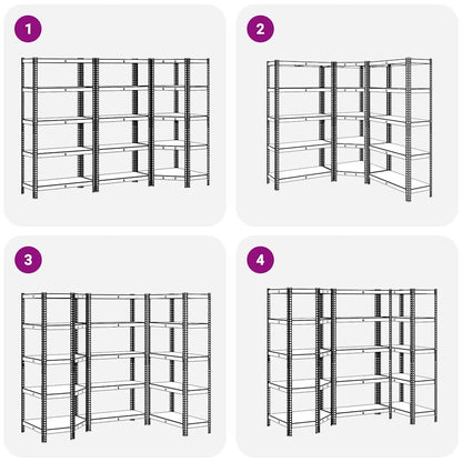 3 Piece 5-Layer Shelves Set Silver Steel&Engineered Wood