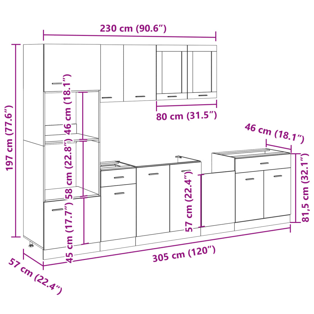 7 Piece Kitchen Cabinet Set Sonoma Oak Engineered Wood