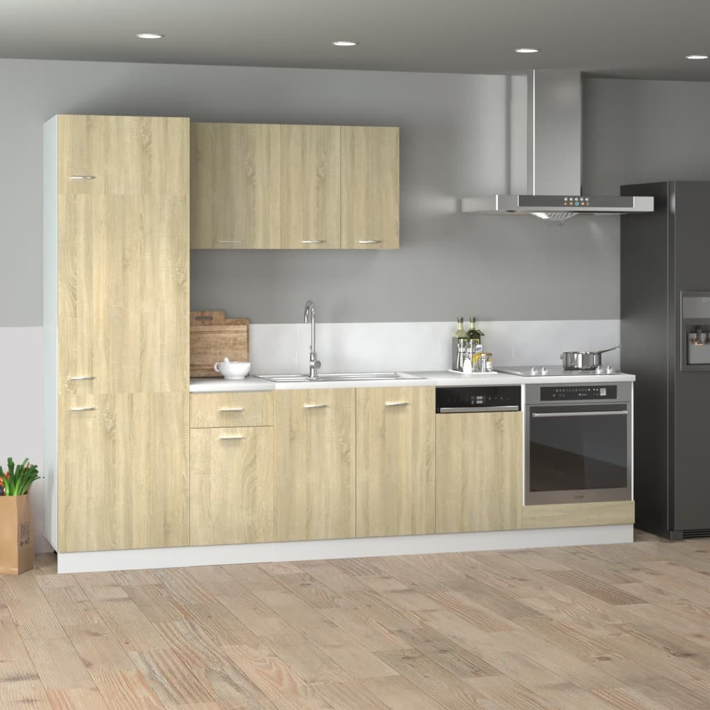 7 Piece Kitchen Cabinet Set Sonoma Oak Engineered Wood