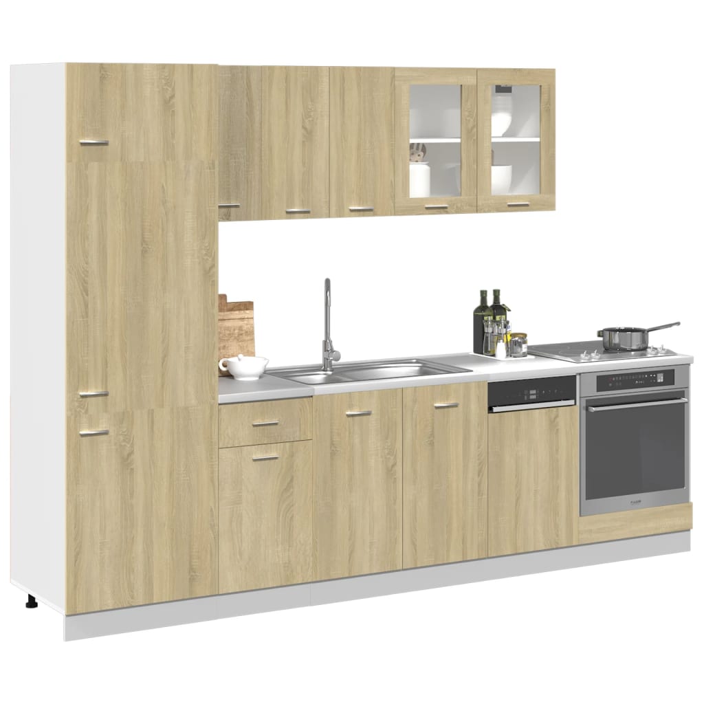 8 Piece Kitchen Cabinet Set Sonoma Oak Engineered Wood