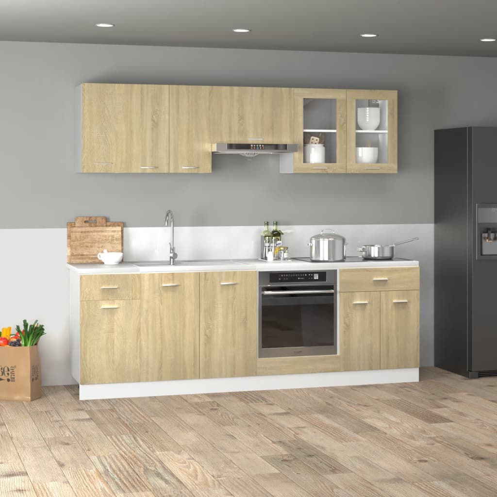 8 Piece Kitchen Cabinet Set Sonoma Oak Engineered Wood