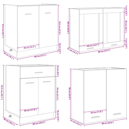 4 Piece Kitchen Cabinet Set Sonoma Oak Engineered Wood