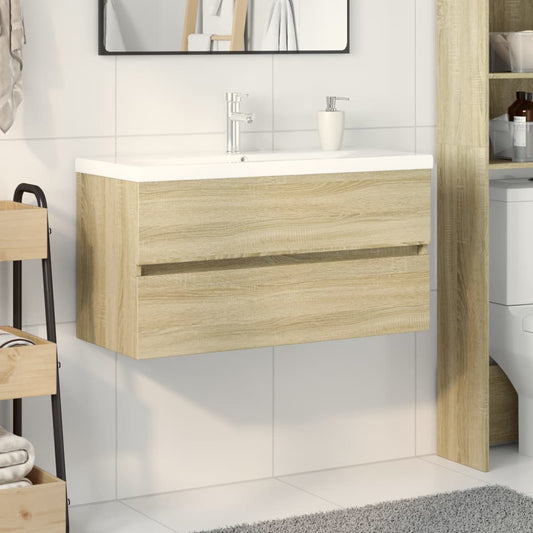 2 Piece Bathroom Furniture Set Ceramic and Engineered Wood