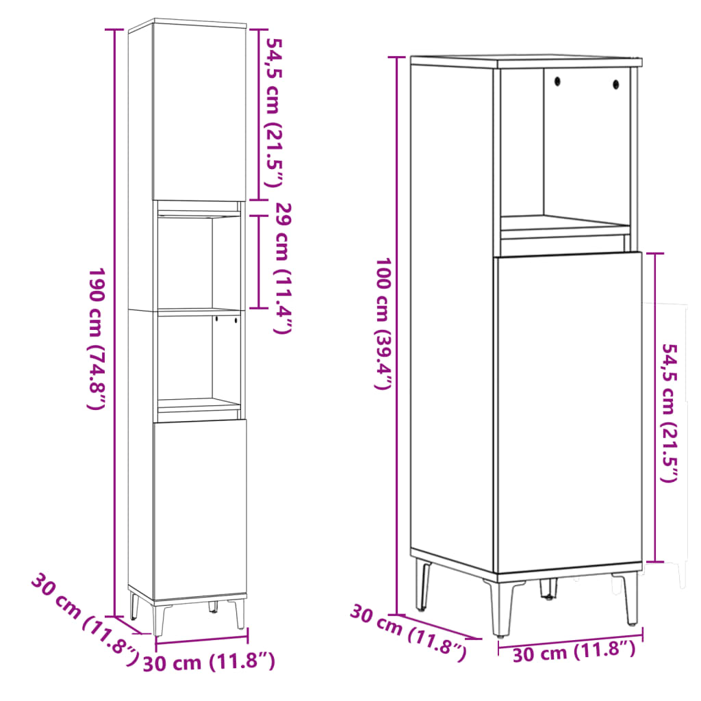 3 Piece Bathroom Furniture Set Sonoma Oak Engineered Wood