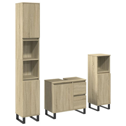 3 Piece Bathroom Furniture Set Sonoma Oak Engineered Wood