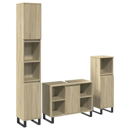 3 Piece Bathroom Furniture Set Sonoma Oak Engineered Wood