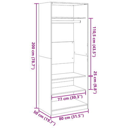 Wardrobe Concrete Grey 80x50x200 cm Engineered Wood