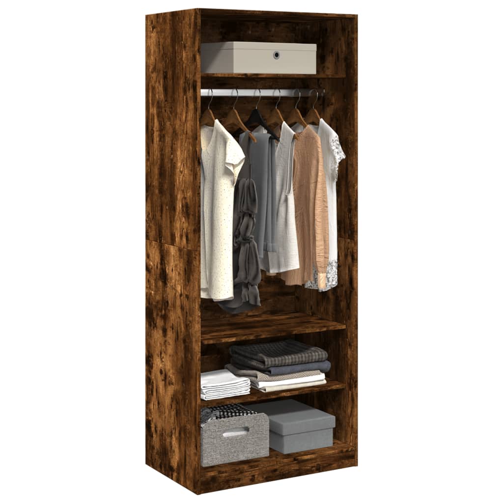 Wardrobe Smoked Oak 80x50x200 cm Engineered Wood