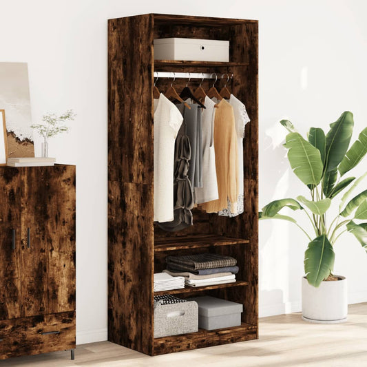 Wardrobe Smoked Oak 80x50x200 cm Engineered Wood