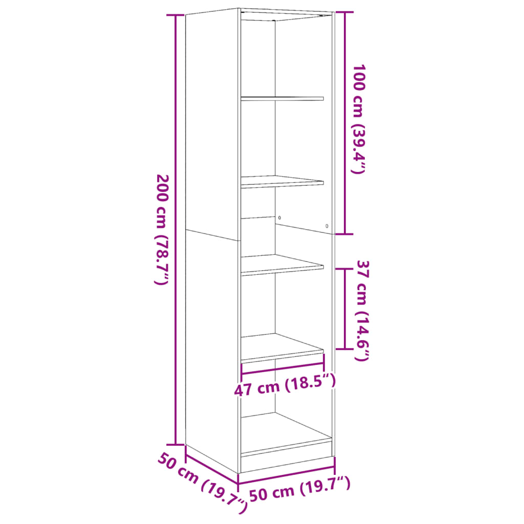 Wardrobe Black 50x50x200 cm Engineered Wood