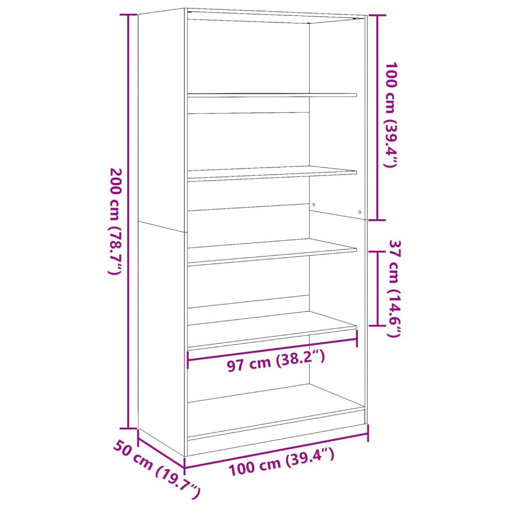 Wardrobe White 100x50x200 cm Engineered Wood