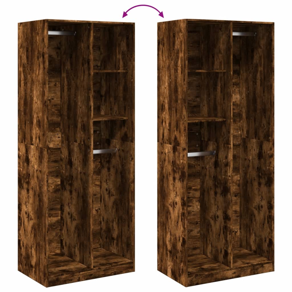 Wardrobe Smoked Oak 80x50x200 cm Engineered Wood