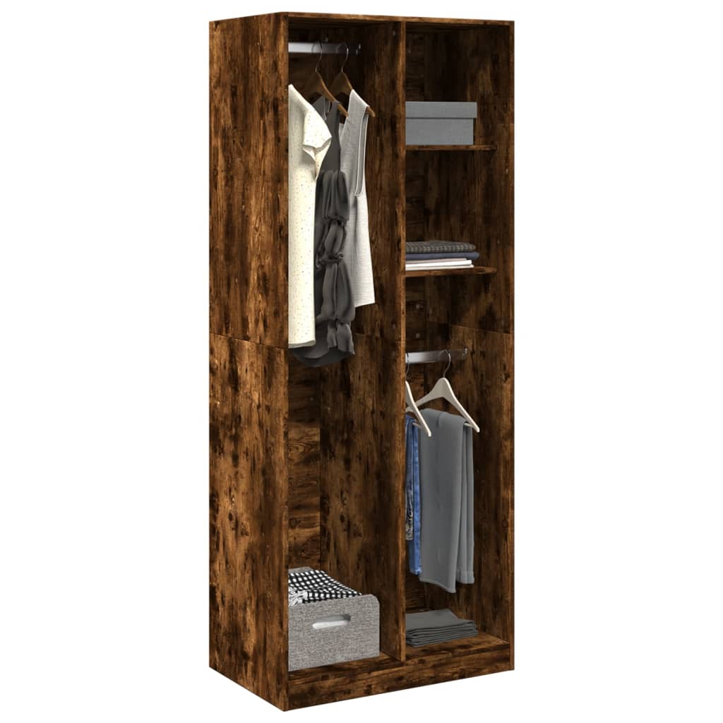 Wardrobe Smoked Oak 80x50x200 cm Engineered Wood