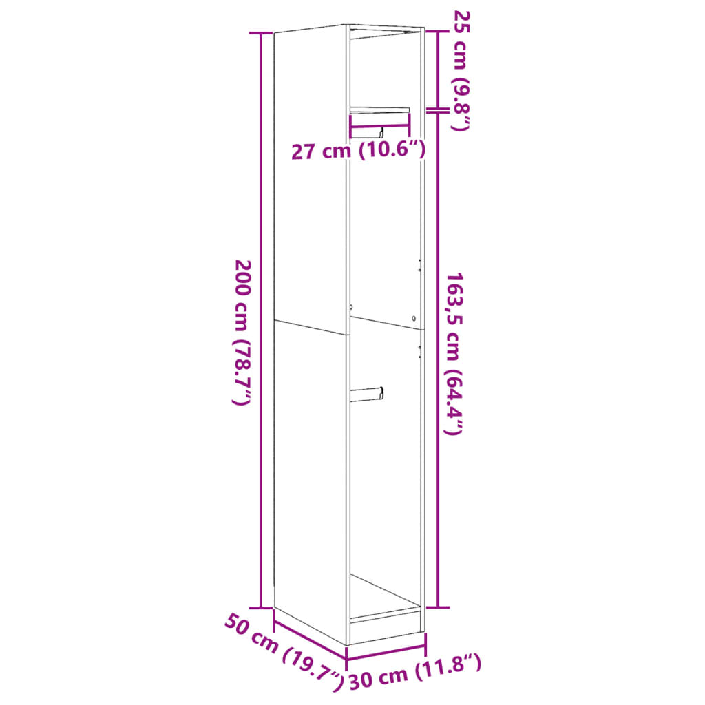 Wardrobe Black 30x50x200 cm Engineered Wood