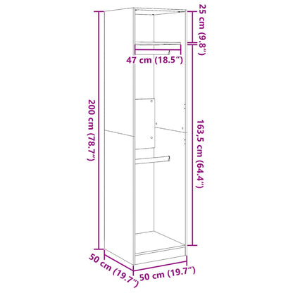 Wardrobe Concrete Grey 50x50x200 cm Engineered Wood