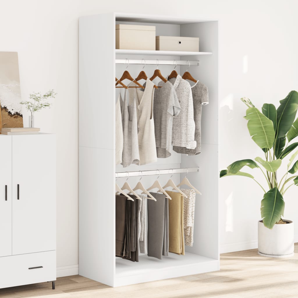 Wardrobe White 100x50x200 cm Engineered Wood