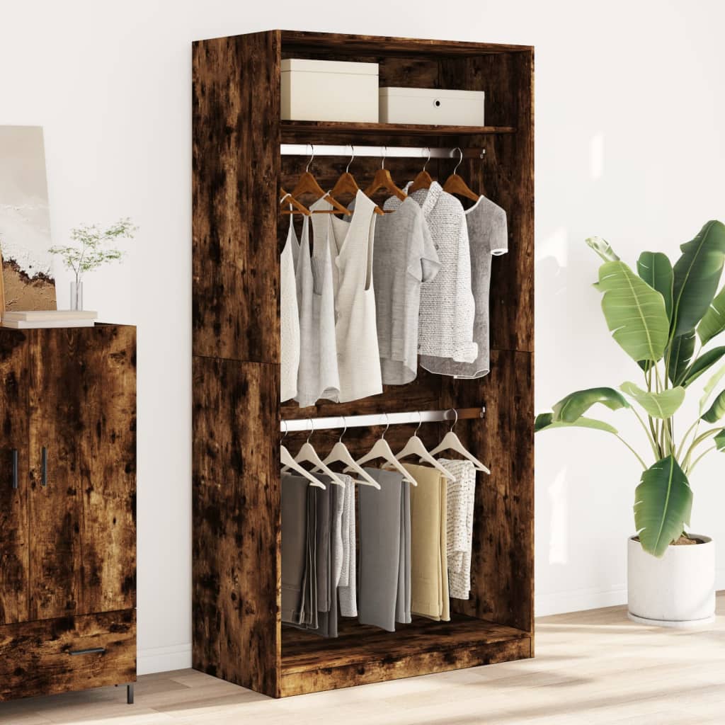 Wardrobe Smoked Oak 100x50x200 cm Engineered Wood