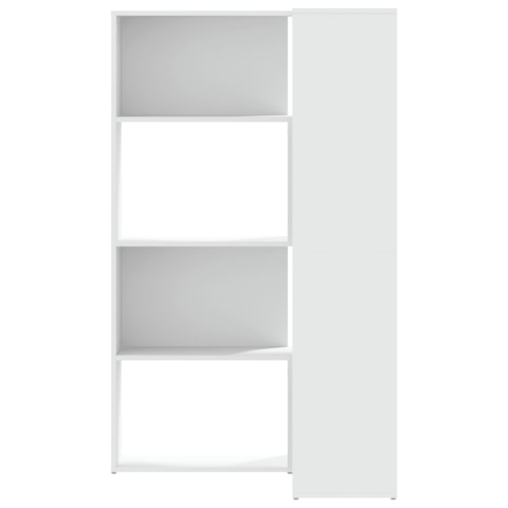 Corner Bookcase 4-Tier White 85x85x140 cm Engineered Wood