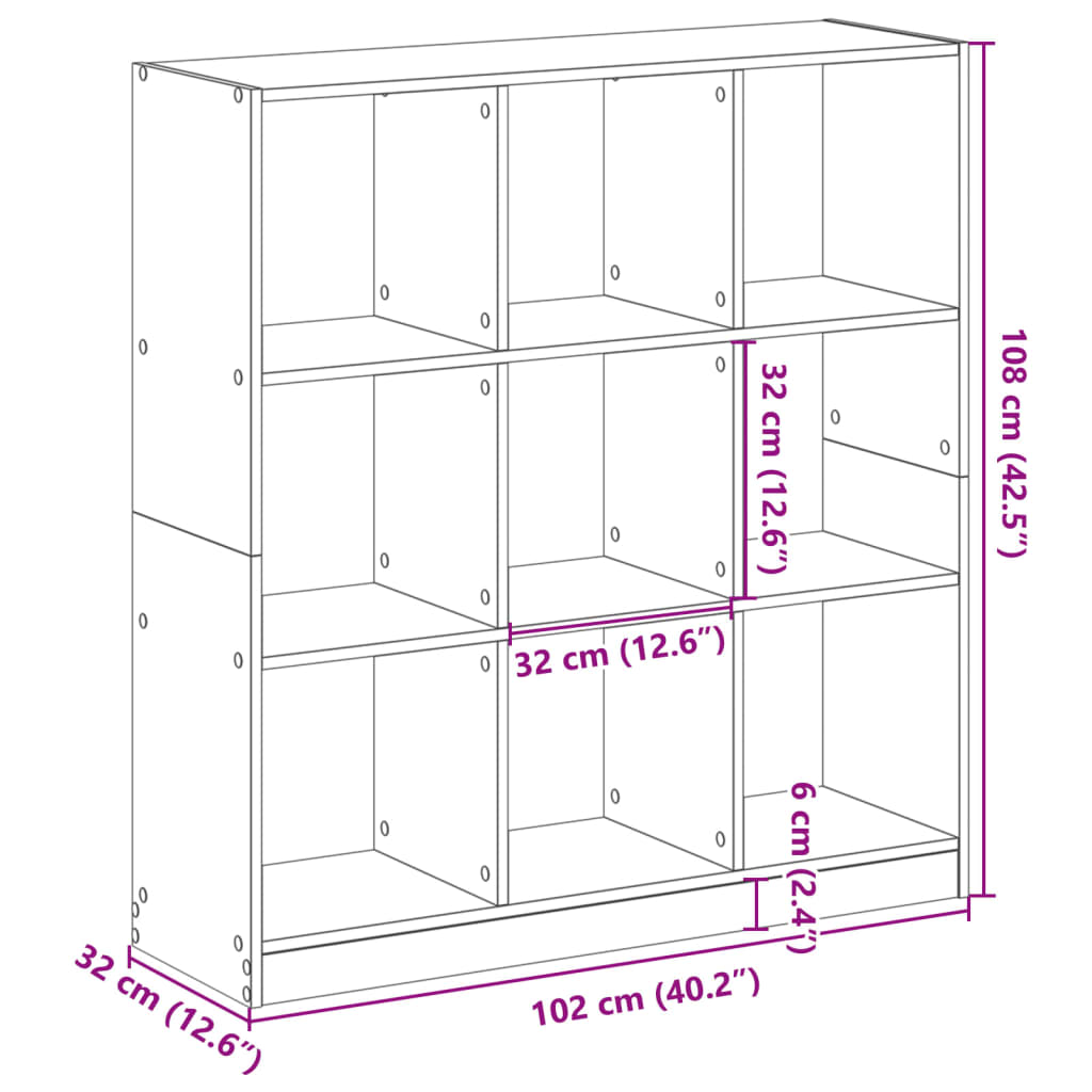 Bookcase Sonoma Oak 102x32x108 cm Engineered Wood