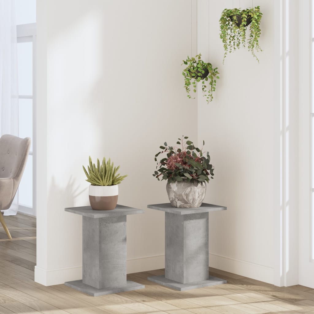 Plant Stands 2 pcs Concrete Grey 30x30x40 cm Engineered Wood