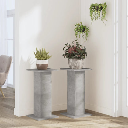 Plant Stands 2 pcs Concrete Grey 30x30x60 cm Engineered Wood