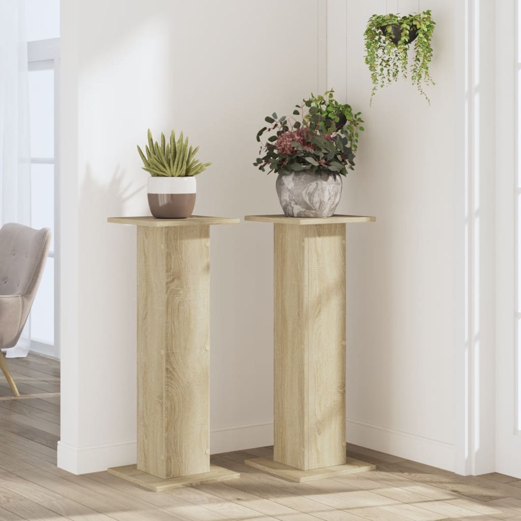 Plant Stands 2 pcs Sonoma Oak 30x30x80 cm Engineered Wood