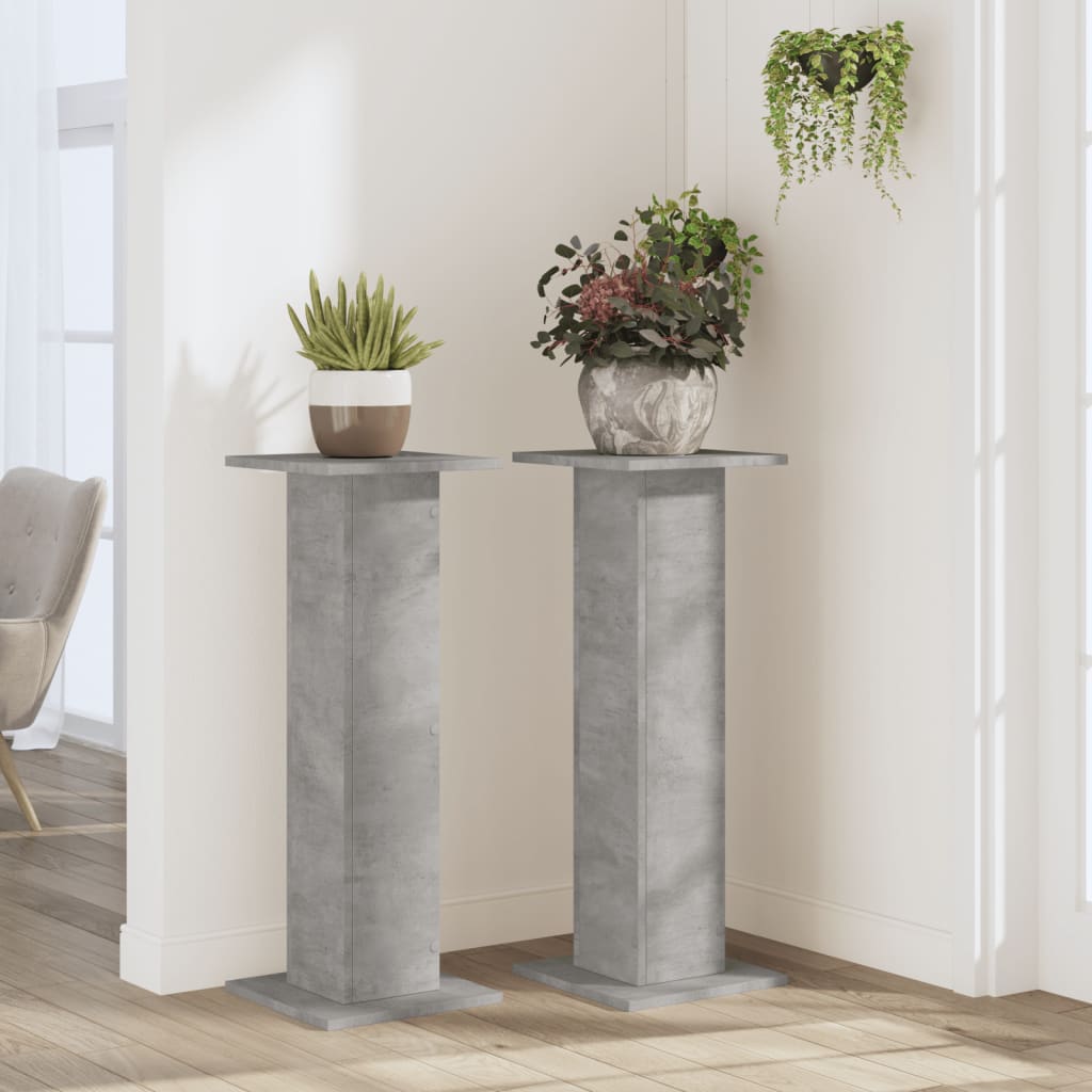 Plant Stands 2 pcs Concrete Grey 30x30x80 cm Engineered Wood