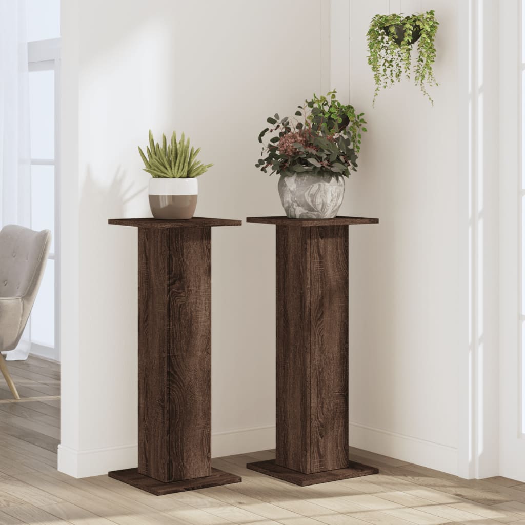 Plant Stands 2 pcs Brown Oak 30x30x80 cm Engineered Wood