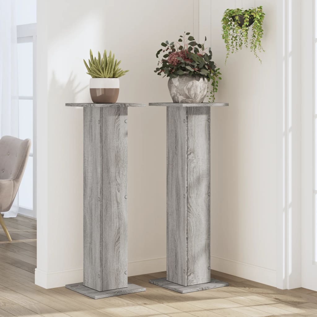 Plant Stands 2 pcs Grey Sonoma 30x30x95 cm Engineered Wood