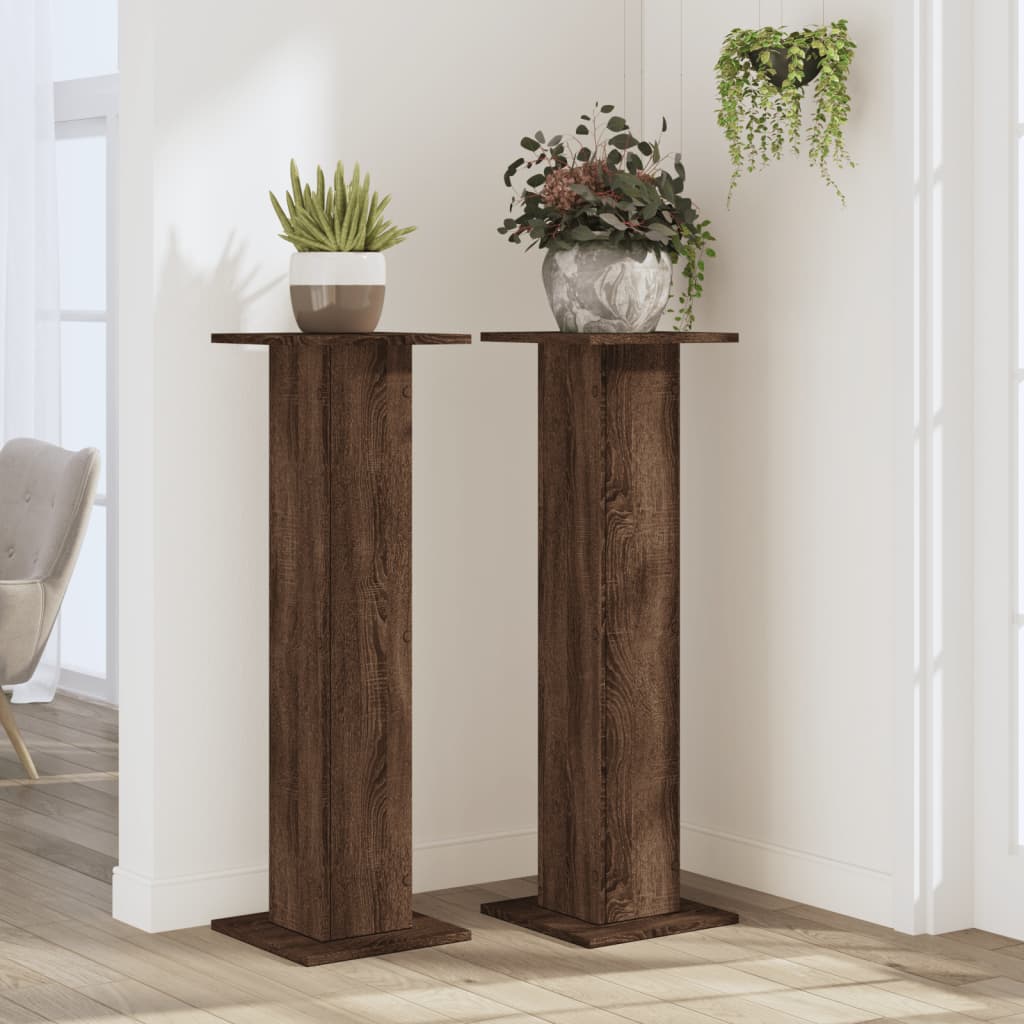 Plant Stands 2 pcs Brown Oak 30x30x95 cm Engineered Wood