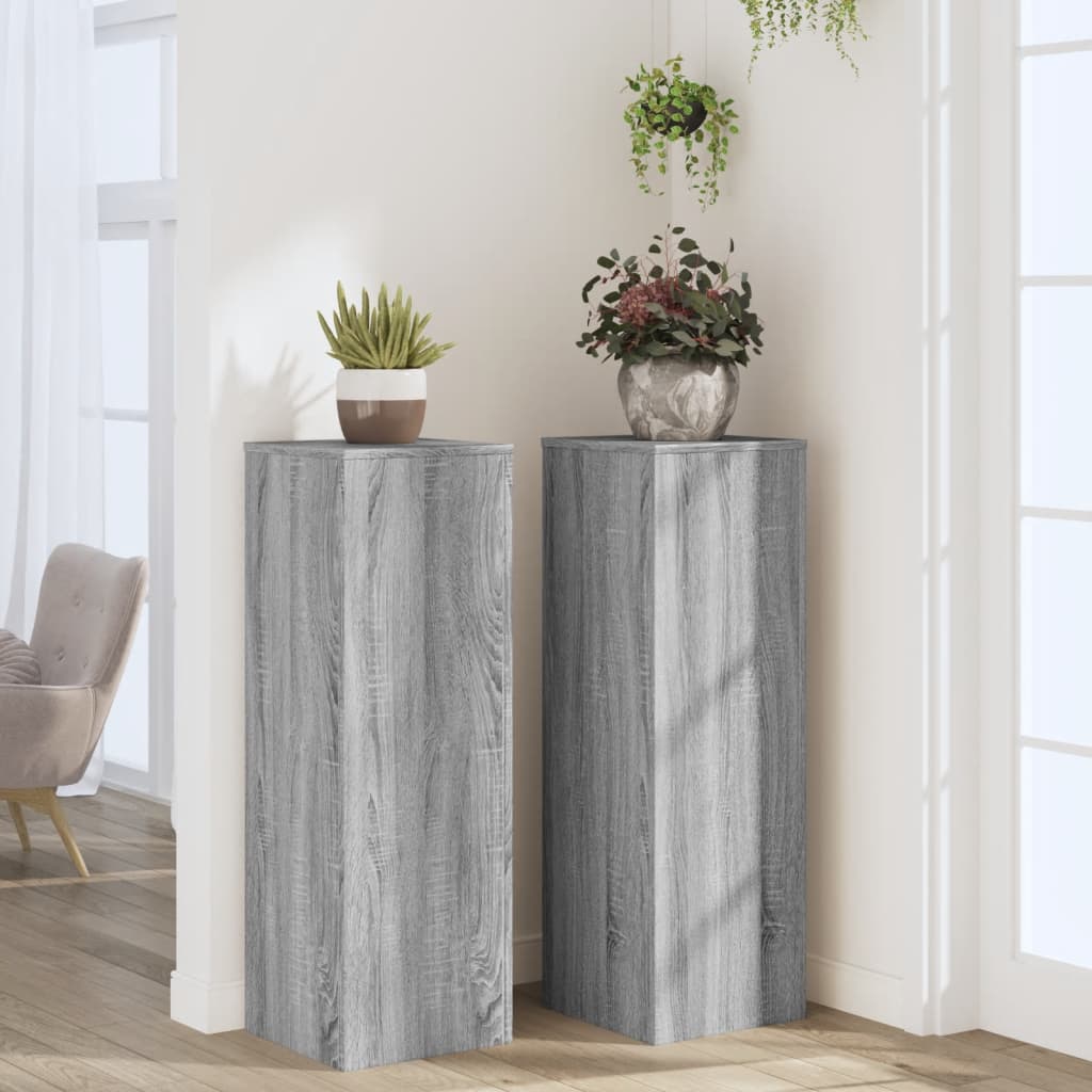 Plant Stands 2 pcs Grey Sonoma 33x33x100 cm Engineered Wood