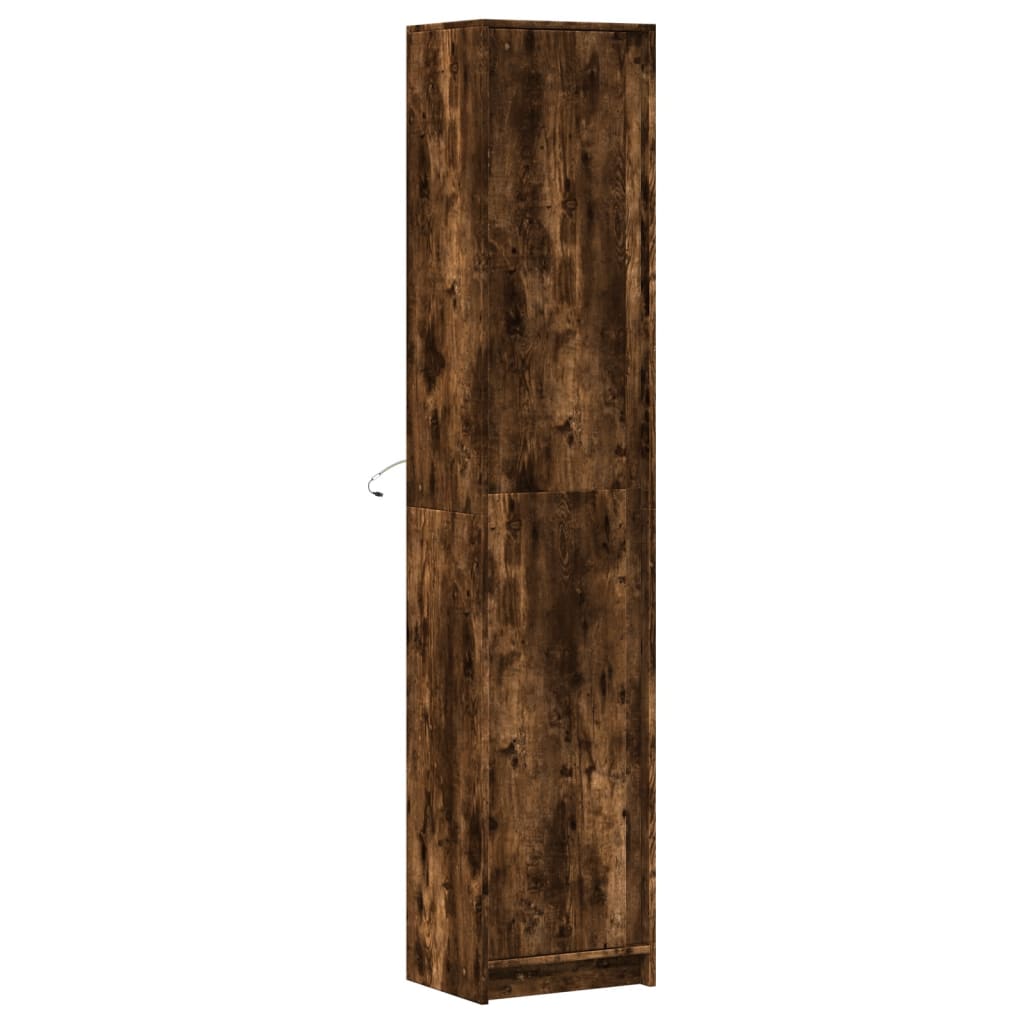 Highboard with LED Smoked Oak 41.5x32.5x200 cm Engineered Wood