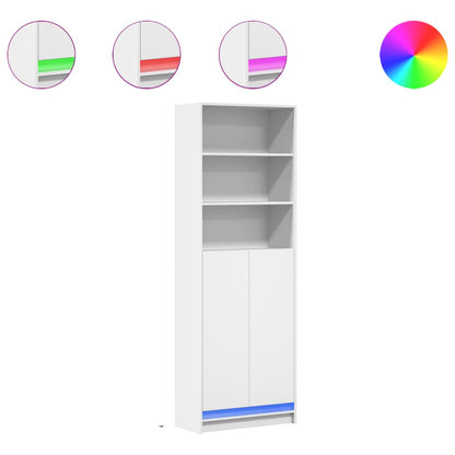 Highboard with LED White 69x32.5x200 cm Engineered Wood