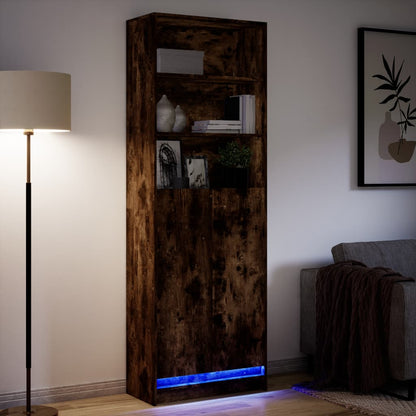 Highboard with LED Smoked Oak 69x32.5x200 cm Engineered Wood