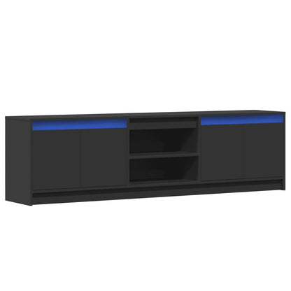 TV Cabinet with LED Black 180x34x50 cm Engineered Wood