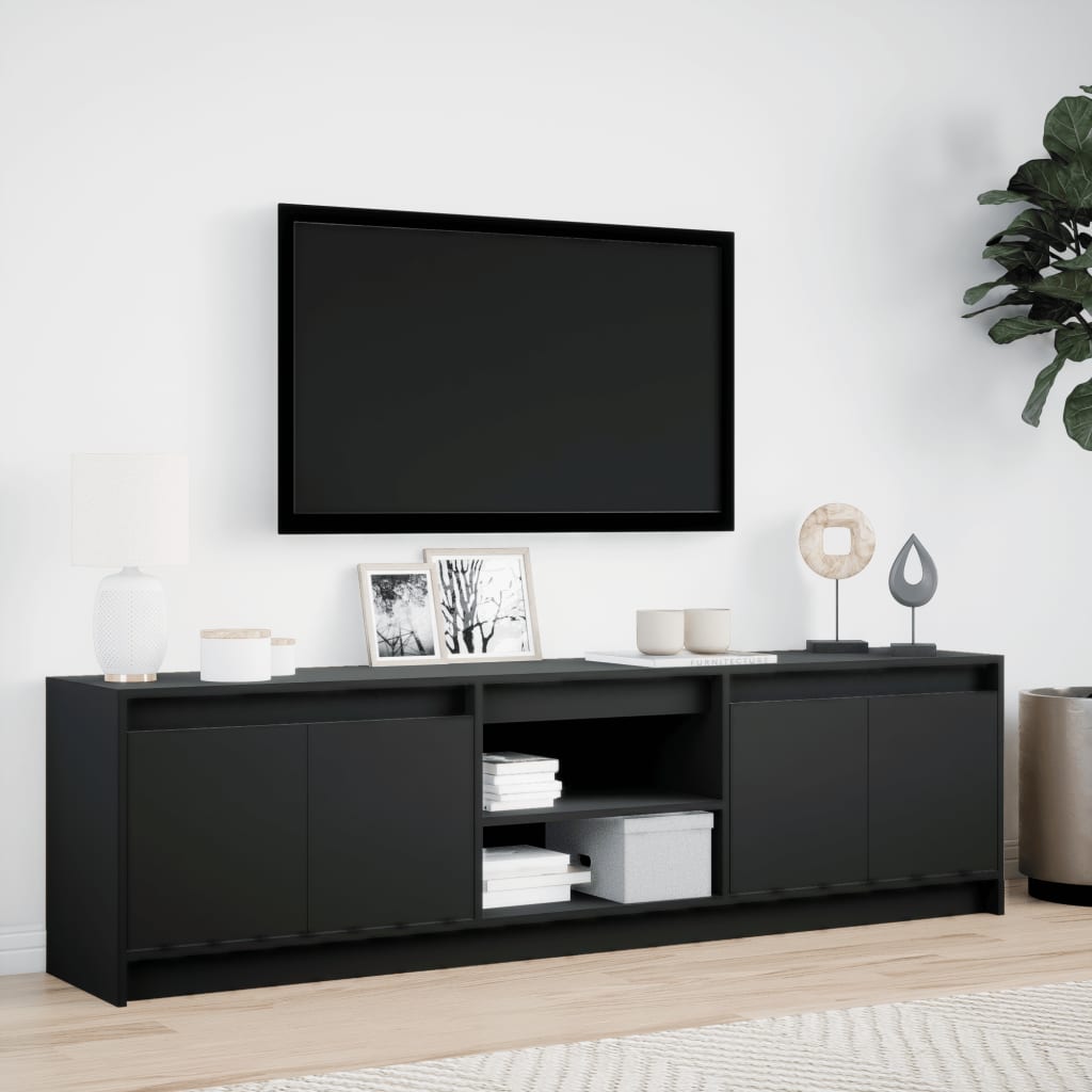 TV Cabinet with LED Black 180x34x50 cm Engineered Wood