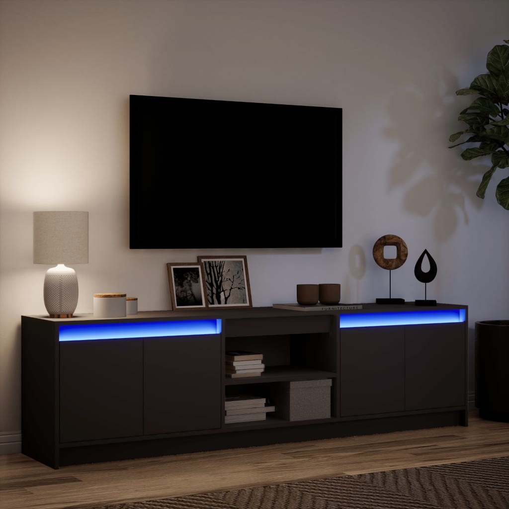 TV Cabinet with LED Black 180x34x50 cm Engineered Wood