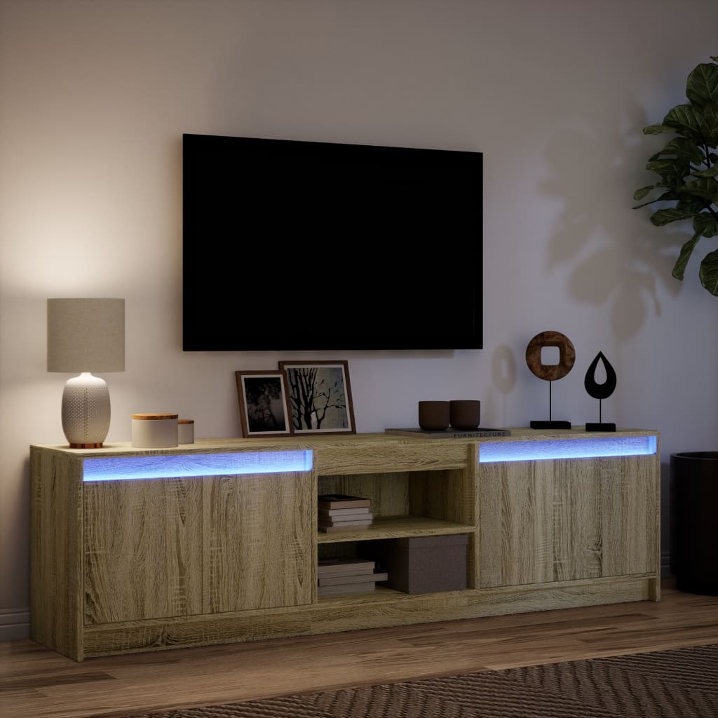 TV Cabinet with LED Sonoma Oak 180x34x50 cm Engineered Wood