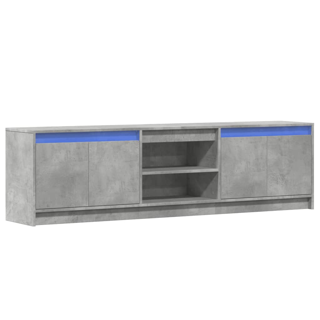 TV Cabinet with LED Concrete Grey 180x34x50 cm Engineered Wood