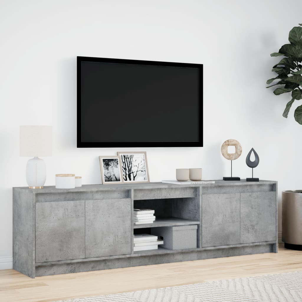 TV Cabinet with LED Concrete Grey 180x34x50 cm Engineered Wood