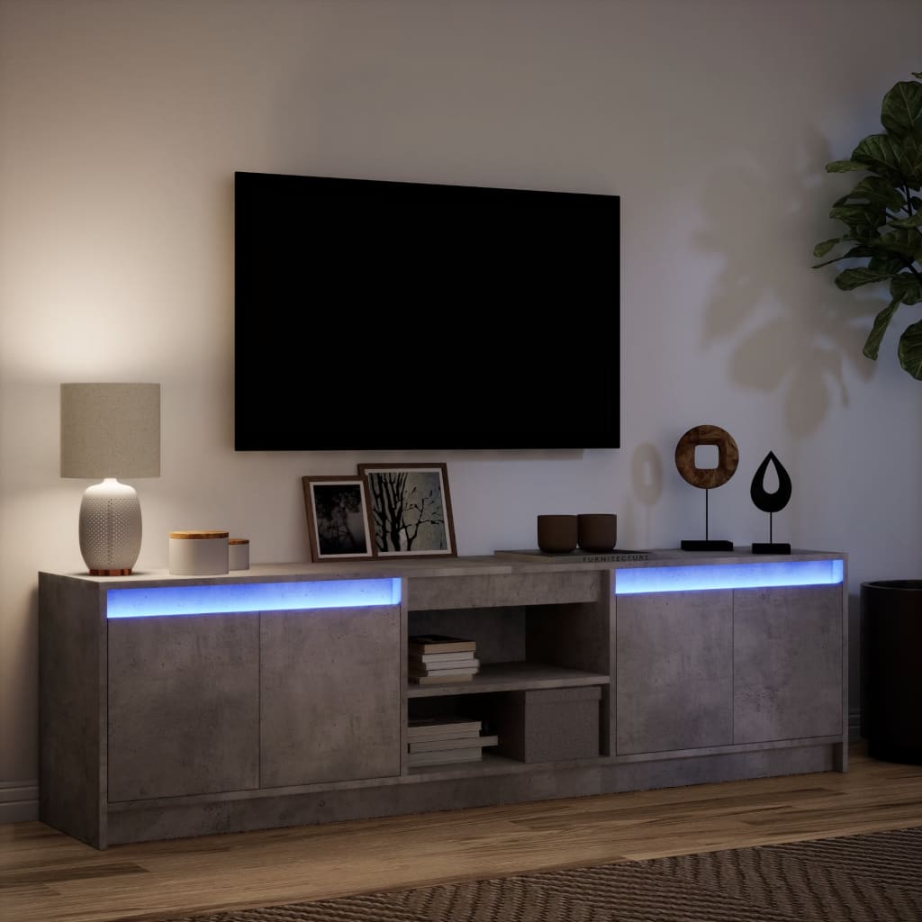 TV Cabinet with LED Concrete Grey 180x34x50 cm Engineered Wood