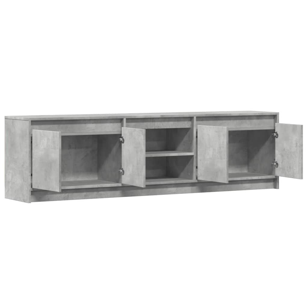 TV Cabinet with LED Concrete Grey 180x34x50 cm Engineered Wood