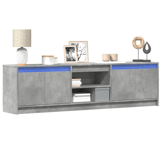 TV Cabinet with LED Concrete Grey 180x34x50 cm Engineered Wood