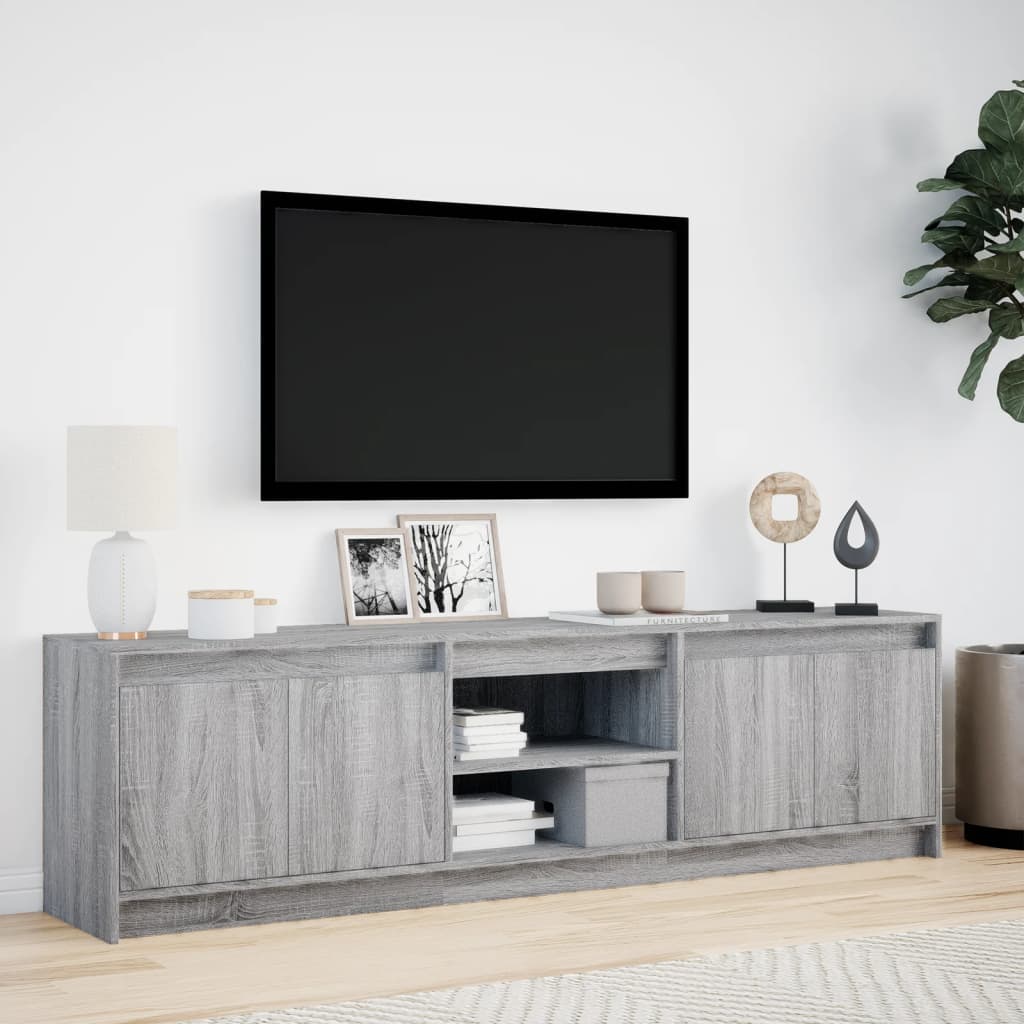 TV Cabinet with LED Grey Sonoma 180x34x50 cm Engineered Wood